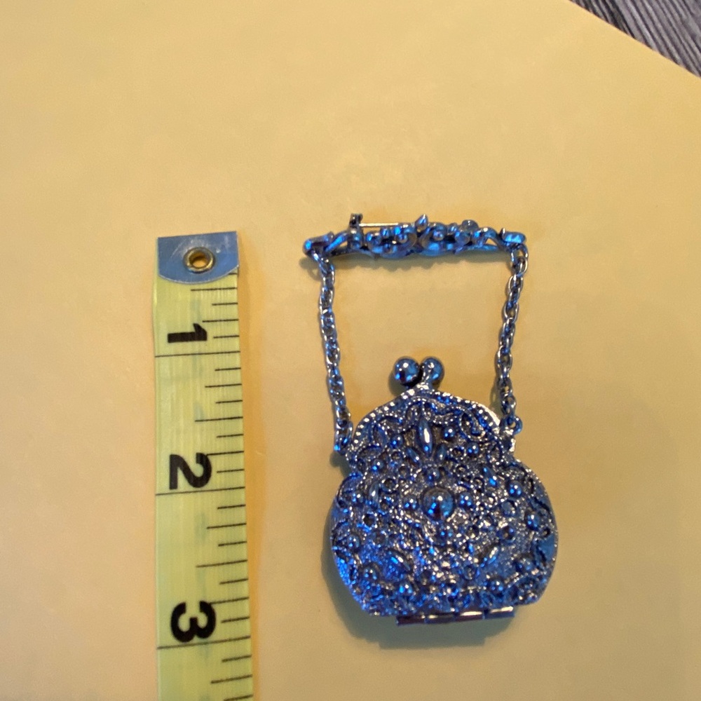 Vintage Silvertone Purse Pocketbook  Pin Opens - Picture 7 of 15